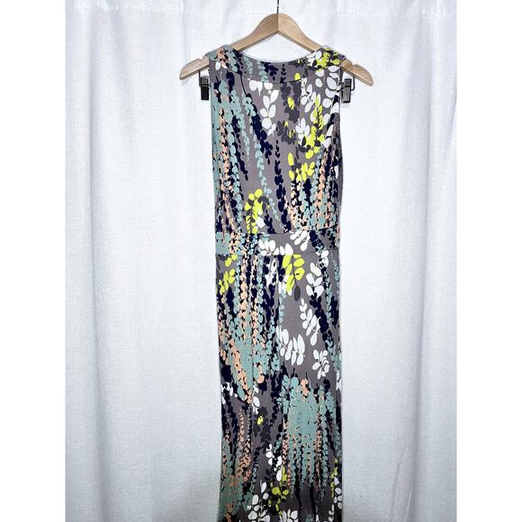 Boden Sleeveless Boho Gray Blue Floral V Neck Stretchy Maxi Dress - Picture 8 of 11